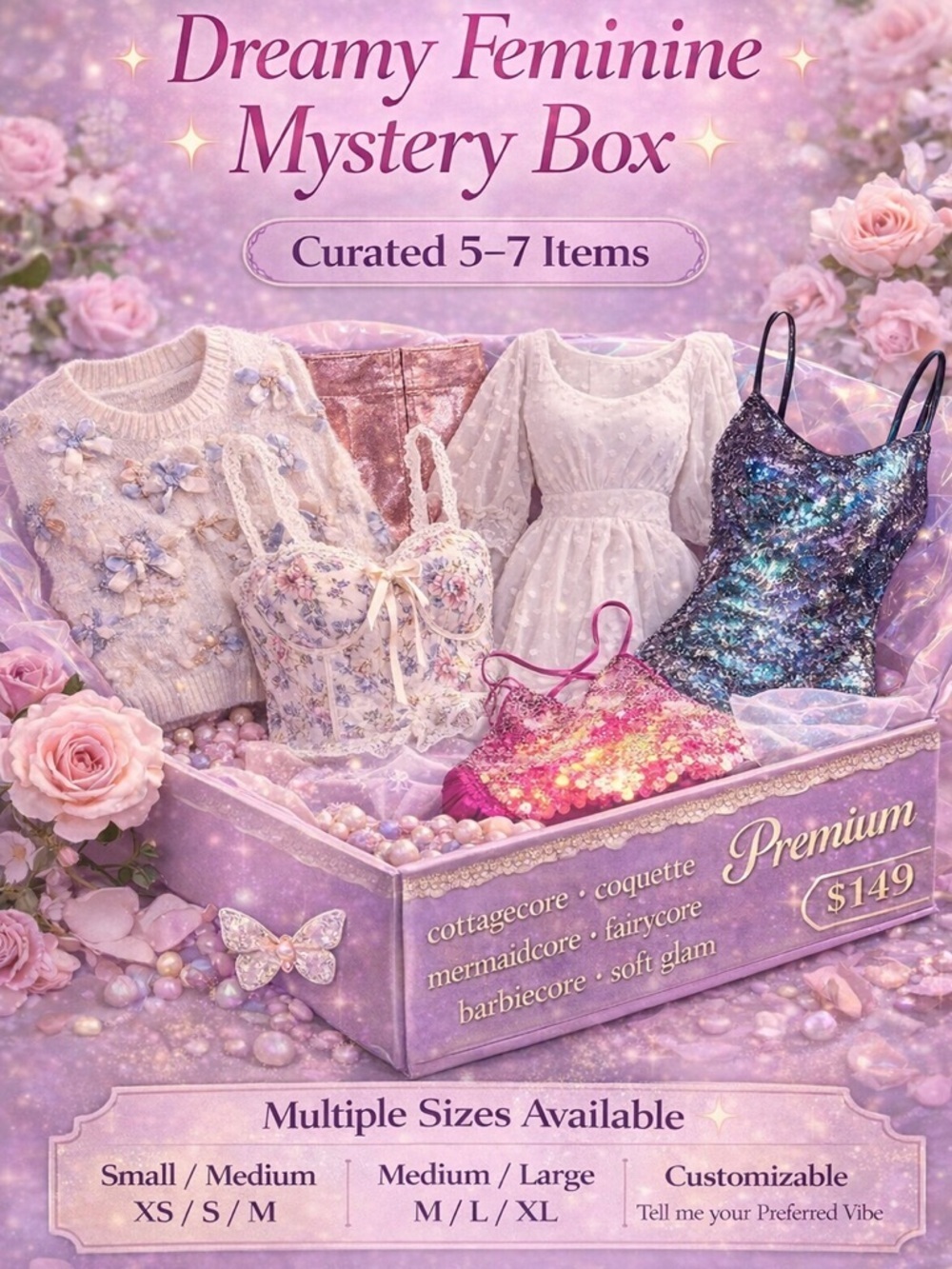 🎀 Soft Feminine Mystery Premium Box 🎁 Curated 5-7 Piece Aesthetic Bundle